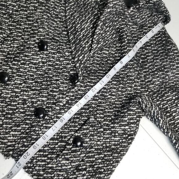 Talbots Black White Wool Alpaca Lined Double Breasted Jacket Excellent! Size 4P - Picture 7 of 11